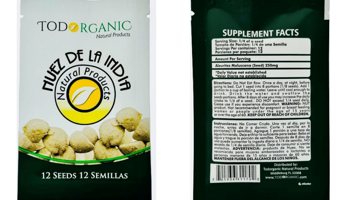 recalled oleander seeds Todorganics